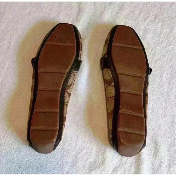 Coach Brown Leather Loafer Shoes Size 6.5 Avril Signature Logo Driving Monogram - Picture 7 of 9